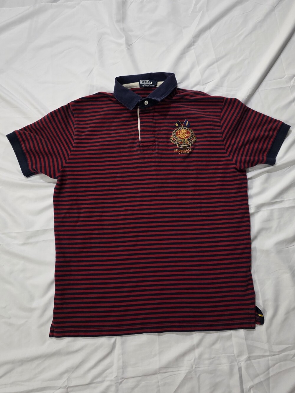 Vintage Polo Ralph Lauren 381 Bleeker Big Crest Striped Shirt Mens